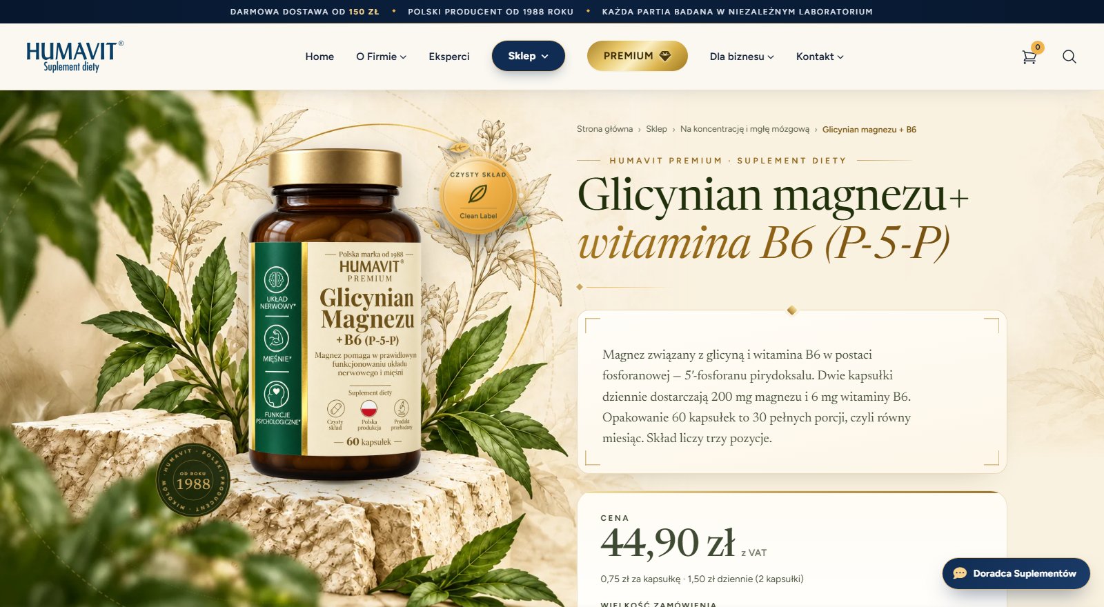 Karta produktu Glicynian magnezu + B6